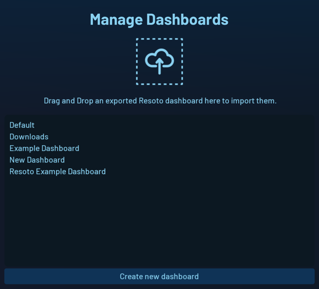 Screenshot of Resoto UI dashboard management