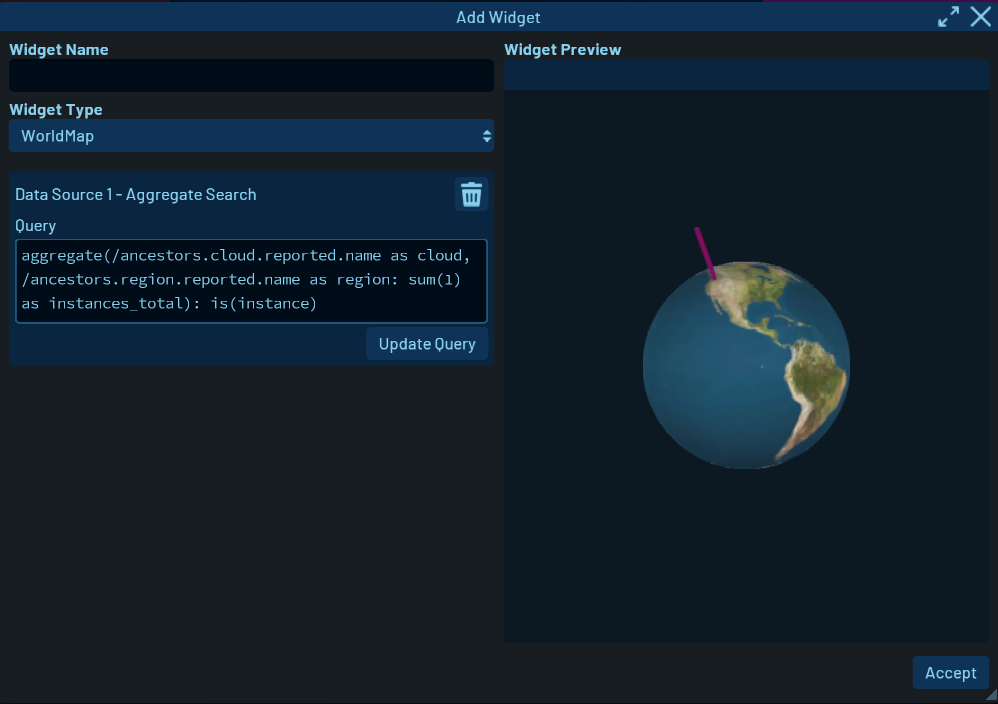 Resoto UI showing resources on a 3D world map